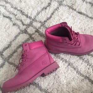 Pink Timberland boots
